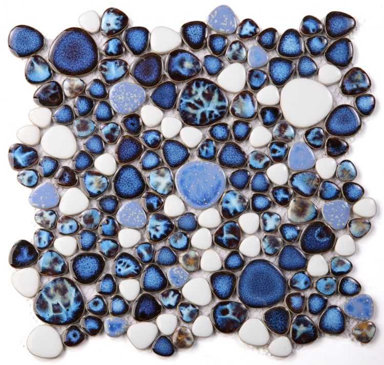 Venus Night Royal Blue Pebble Porcelain Mosaic Tile-Porcelain Mosaic-American Tile Depot