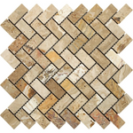 Valencia Travertine Tumbled 1 X 2 Herringbone Mosaic Tile-Travertine Mosaic-American Tile Depot