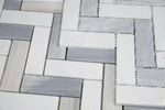 Herringbone Blue Polished Marble Mosaic Tile-Marble Mosaic-American Tile Depot