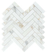 Herringbone Calacatta Gold Polished Marble Mosaic Tile-Marble Mosaic-American Tile Depot