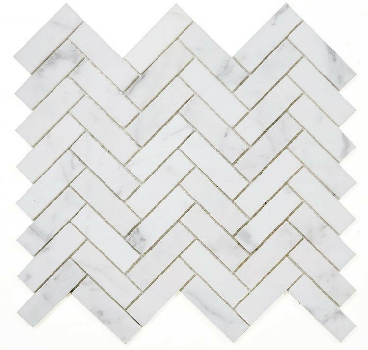 Herringbone Calacatta White Honed Marble Mosaic Tile-Marble Mosaic-American Tile Depot