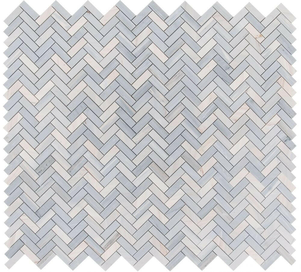 Herringbone Italian Blue Honed Marble Mosaic Tile-Marble Mosaic-American Tile Depot