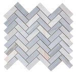 Herringbone Italian Blue Honed Marble Mosaic Tile-Marble Mosaic-American Tile Depot