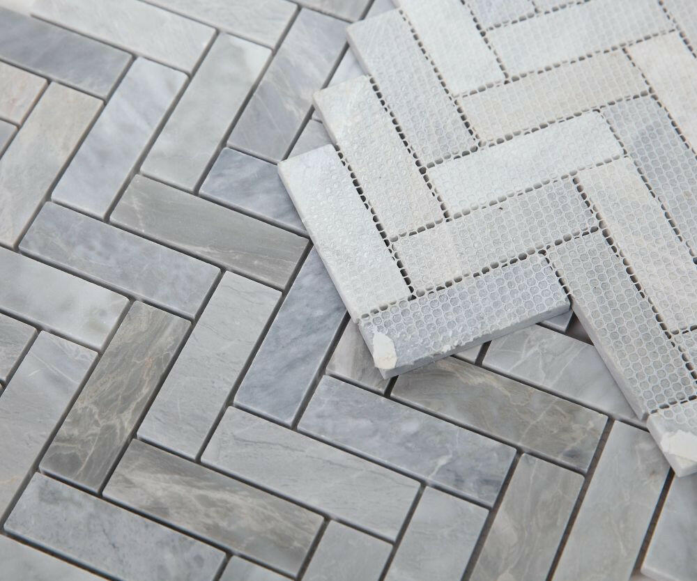 Herringbone Italian Grey Honed Marble Mosaic Tile-Marble Mosaic-American Tile Depot