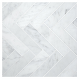 Carrara White Marble Polished 1.25 x 6 Herringbone Mosaic Tile