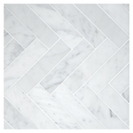 Carrara White Marble Polished 1.25 x 6 Herringbone Mosaic Tile-Marble Mosaic-American Tile Depot