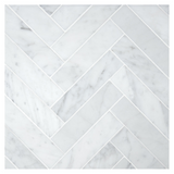 Carrara White Marble Honed 1.25 x 6 Herringbone Mosaic Tile