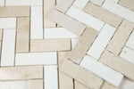 Herringbone Marfil Polished Marble Mosaic Tile-Marble Mosaic-American Tile Depot