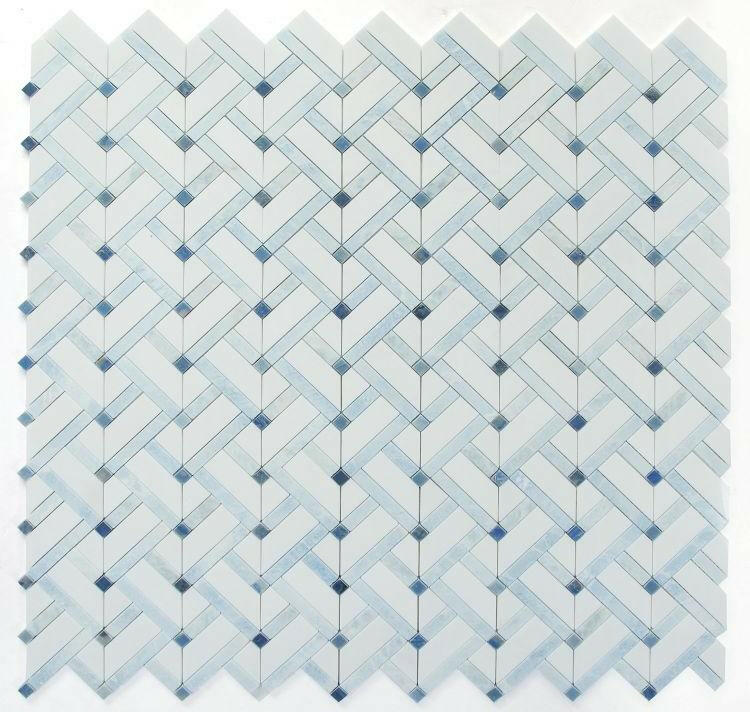 Herringbone Royal Sapphire Marble Mosaic Tile-Marble Mosaic-American Tile Depot