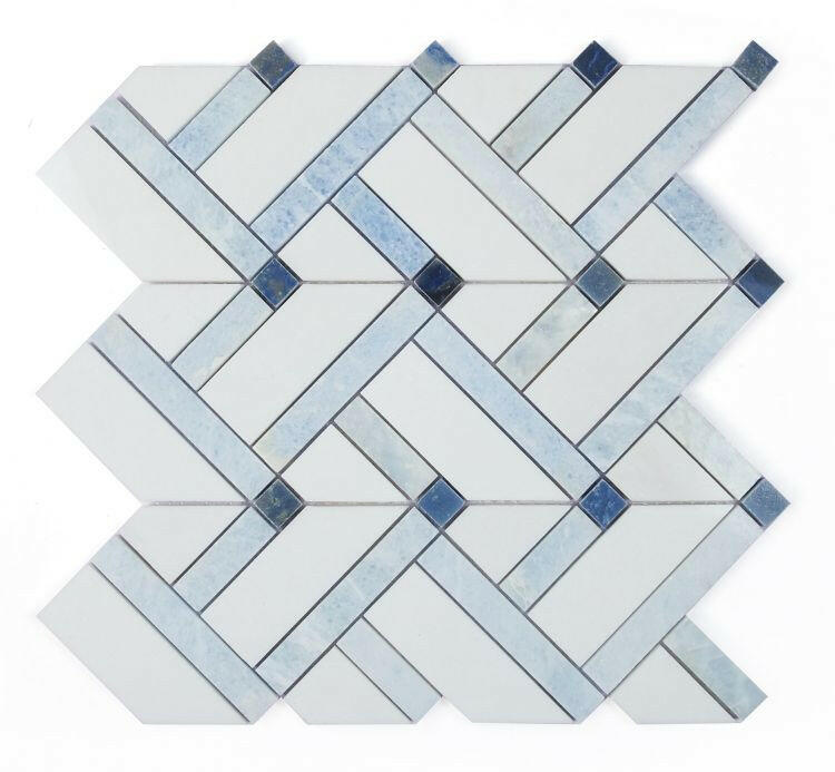 Herringbone Royal Sapphire Marble Mosaic Tile-Marble Mosaic-American Tile Depot