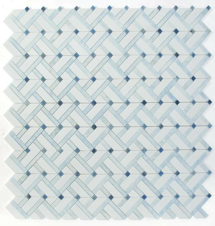 Herringbone Royal Sapphire Marble Mosaic Tile-Marble Mosaic-American Tile Depot