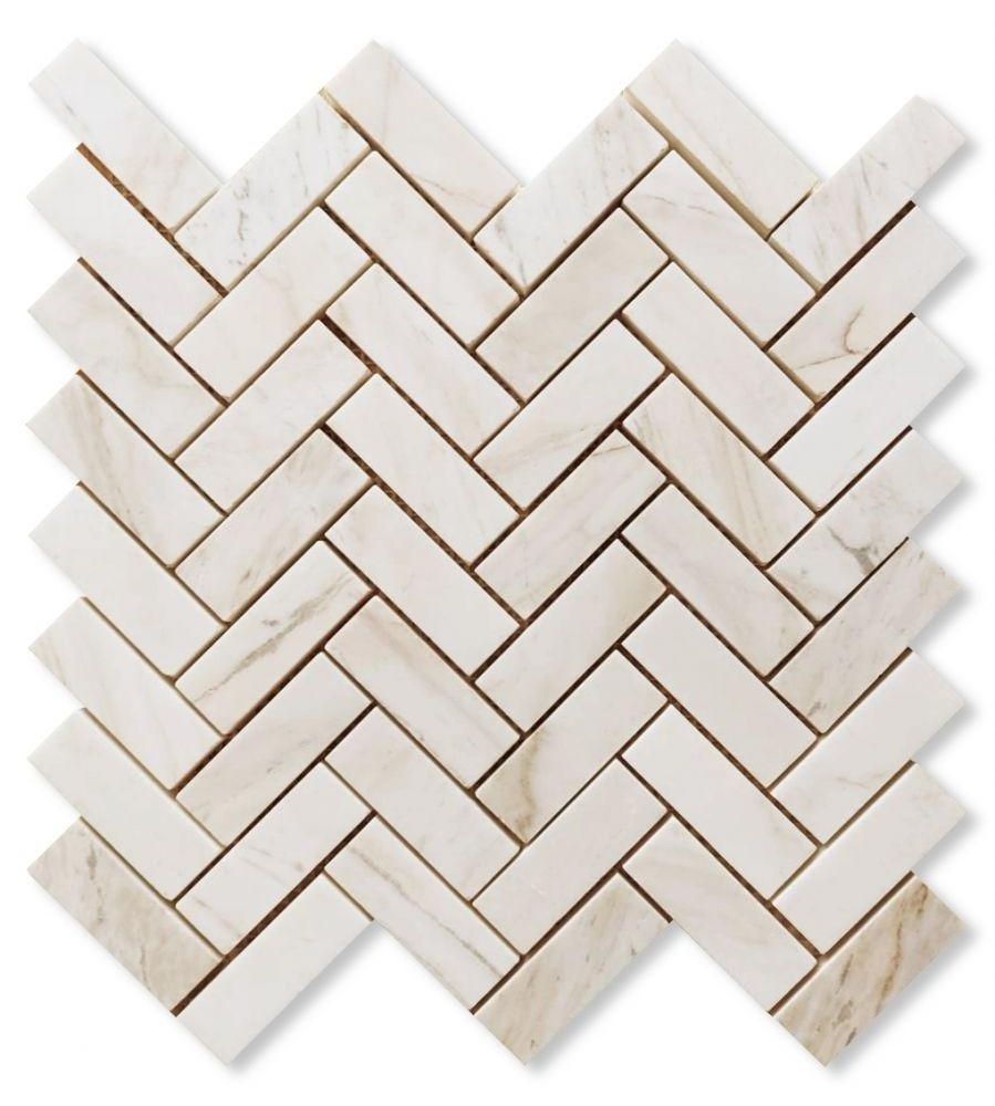 Herringbone Wooden White Honed Marble Mosaic Tile-Marble Mosaic-American Tile Depot