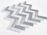 Herringbone Blue Polished Marble Mosaic Tile-Marble Mosaic-American Tile Depot