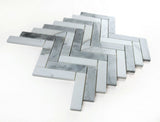 Herringbone City Grey Polished Marble Mosaic Tile