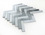 Herringbone City Grey Polished Marble Mosaic Tile