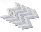 Herringbone Crystal Ocean Polished Marble Mosaic Tile