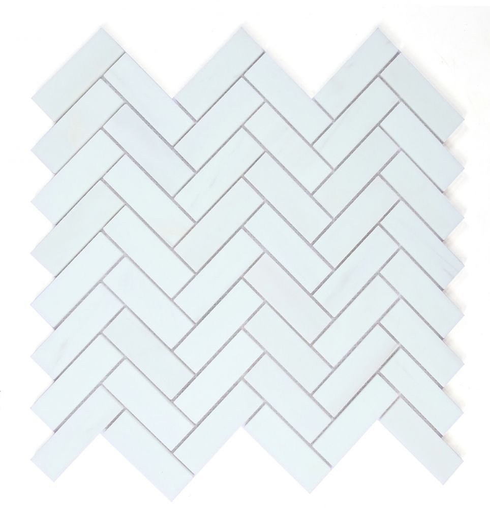 Herringbone Dolomite Polished Marble Mosaic Tile-Marble Mosaic-American Tile Depot