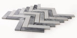 Sample of Herringbone Dusk Polished Marble Mosaic Tile-Sample-American Tile Depot