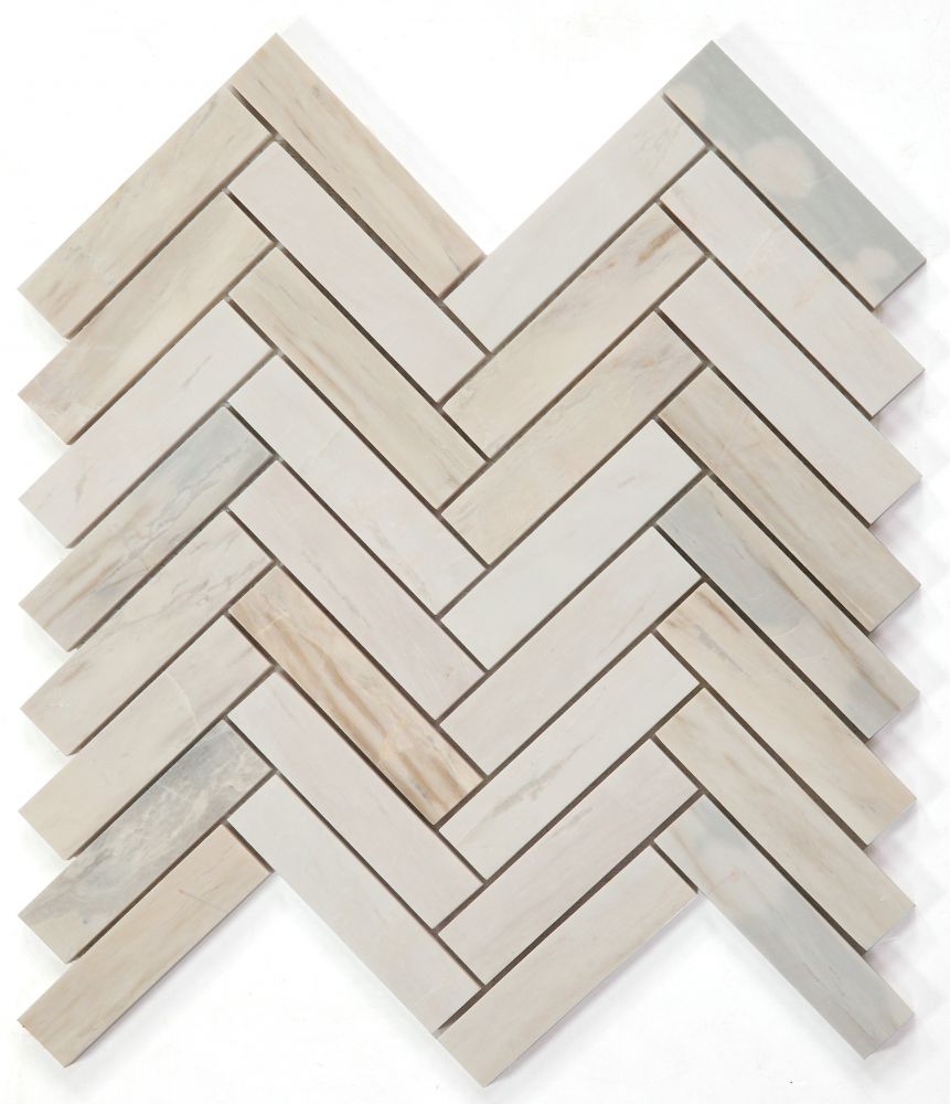 Sample of Herringbone Eurasian Polished Marble Mosaic Tile-Sample-American Tile Depot