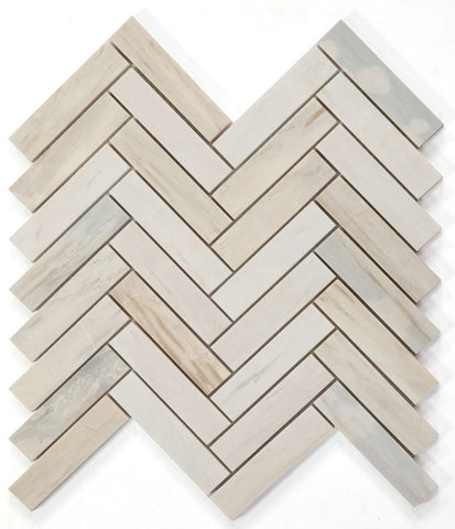 Sample of Herringbone Eurasian Polished Marble Mosaic Tile-Sample-American Tile Depot