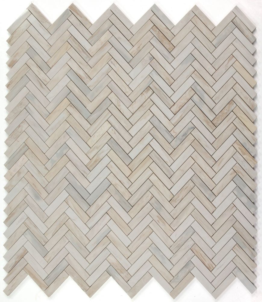 Sample of Herringbone Eurasian Polished Marble Mosaic Tile-Sample-American Tile Depot