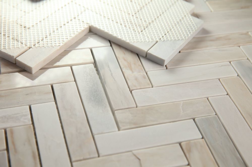 Sample of Herringbone Eurasian Polished Marble Mosaic Tile-Sample-American Tile Depot