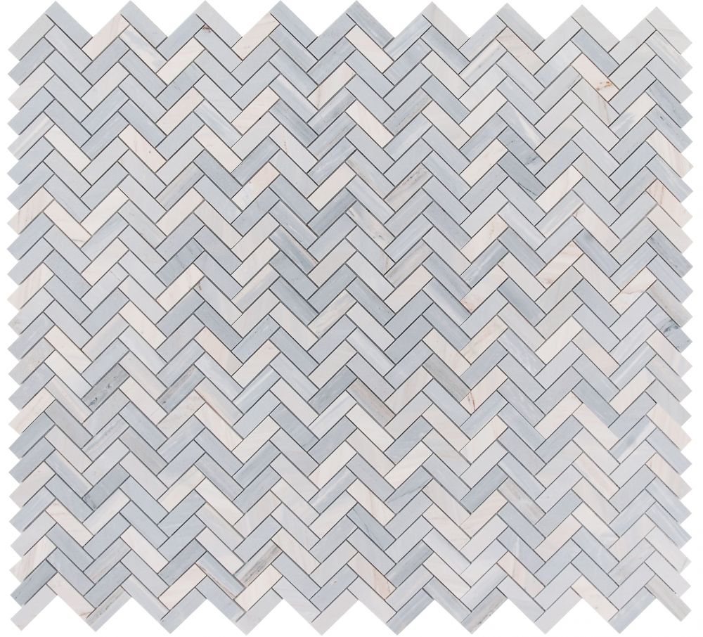 Sample of Herringbone Italian Blue Honed Marble Mosaic Tile-Sample-American Tile Depot