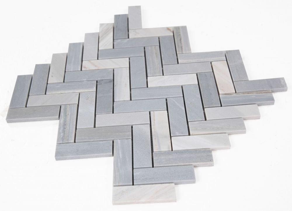 Herringbone Italian Blue Honed Marble Mosaic Tile-Marble Mosaic-American Tile Depot