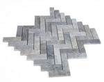 Sample of Herringbone Italian Grey Honed Marble Mosaic Tile-Sample-American Tile Depot