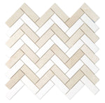 Herringbone Marfil Polished Marble Mosaic Tile-Marble Mosaic-American Tile Depot