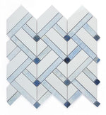 Herringbone Royal Sapphire Marble Mosaic Tile-Marble Mosaic-American Tile Depot