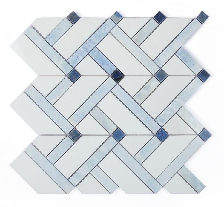 Herringbone Royal Sapphire Marble Mosaic Tile-Marble Mosaic-American Tile Depot