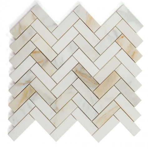 Herringbone Sunrise Honed Marble Mosaic Tile