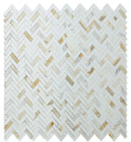 Herringbone Sunrise Polished Marble Mosaic Tile