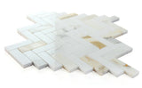 Herringbone Sunrise Polished Marble Mosaic Tile