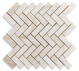 Herringbone Wooden White Honed Marble Mosaic Tile-Marble Mosaic-American Tile Depot