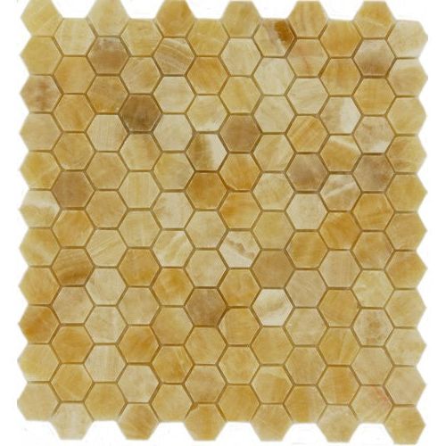 Honey Onyx Polished 1'' Hexagon Mosaic Tile-Onyx Mosaic-American Tile Depot