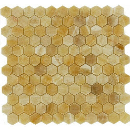 Honey Onyx Polished 2'' Hexagon Mosaic Tile-Onyx Mosaic-American Tile Depot