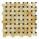 Honey Onyx Polished Basketweave Mosaic Tile w / Black Dots-Onyx Mosaic-American Tile Depot