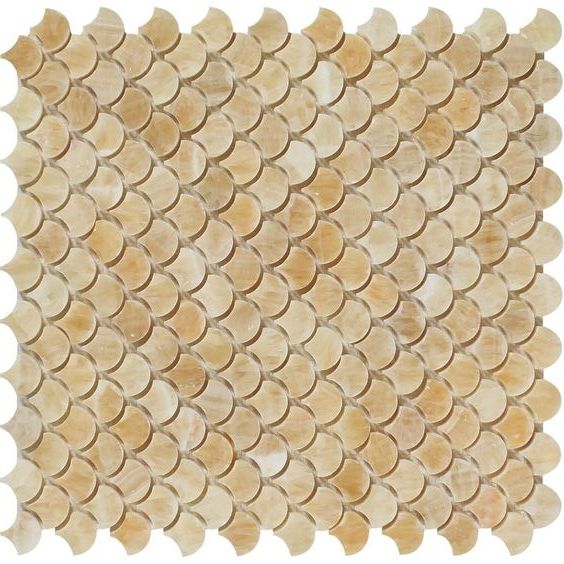 Honey Onyx Polished Fan Mosaic Tile-Onyx Mosaic-American Tile Depot