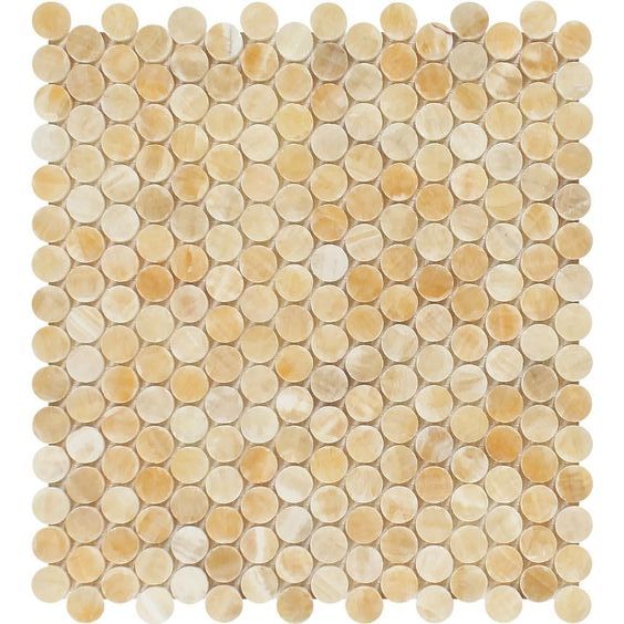 Honey Onyx Polished Penny Round Mosaic Tile-Marble Mosaic-American Tile Depot