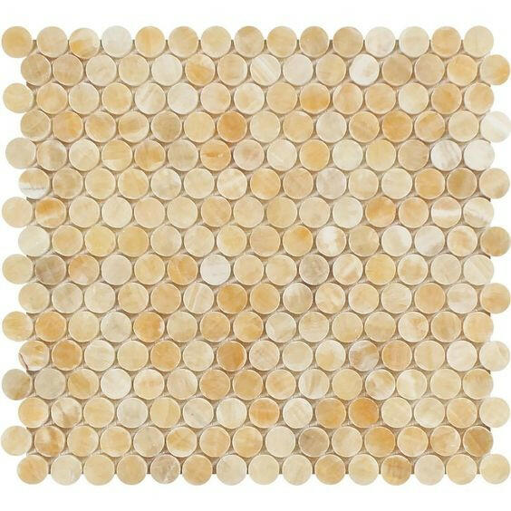 Honey Onyx Polished Penny Round Mosaic Tile-Marble Mosaic-American Tile Depot