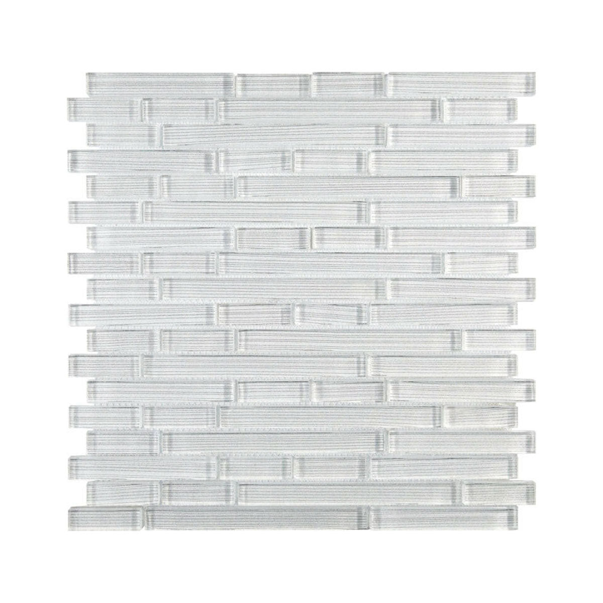 Horizon Sunrise Silver White Linear Glass Mosaic Wall Tile