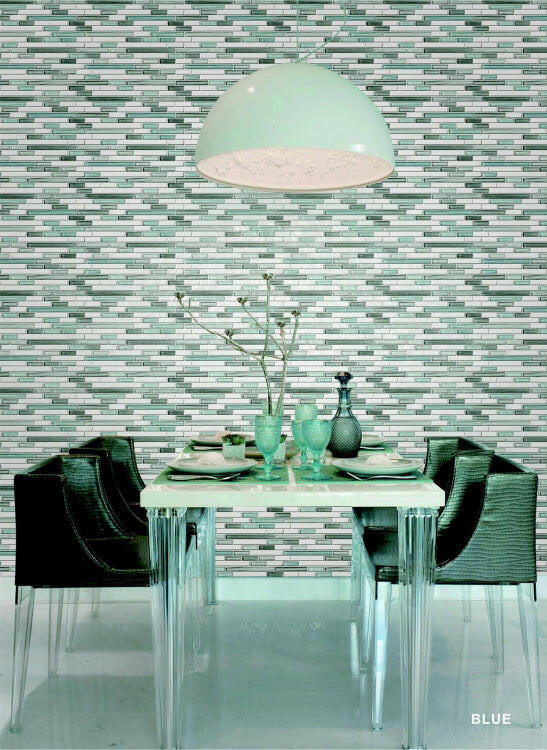 Horizon Sunset Blue Linear Mosaic Wall Tile-Mixed Mosaic-American Tile Depot