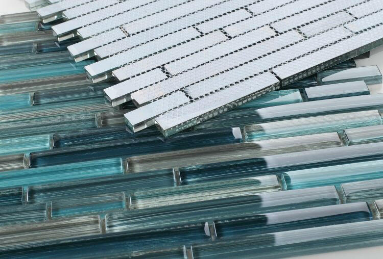 Horizon Sunset Rain Heavy Glossy Linear Glass Mosaic Tile-Glass Mosaic-American Tile Depot