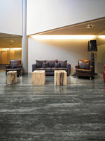 24 X 48 I-Travertini Black Glossy Travertine Look Porcelain Tile-PORCELAIN-Large Format-American Tile Depot