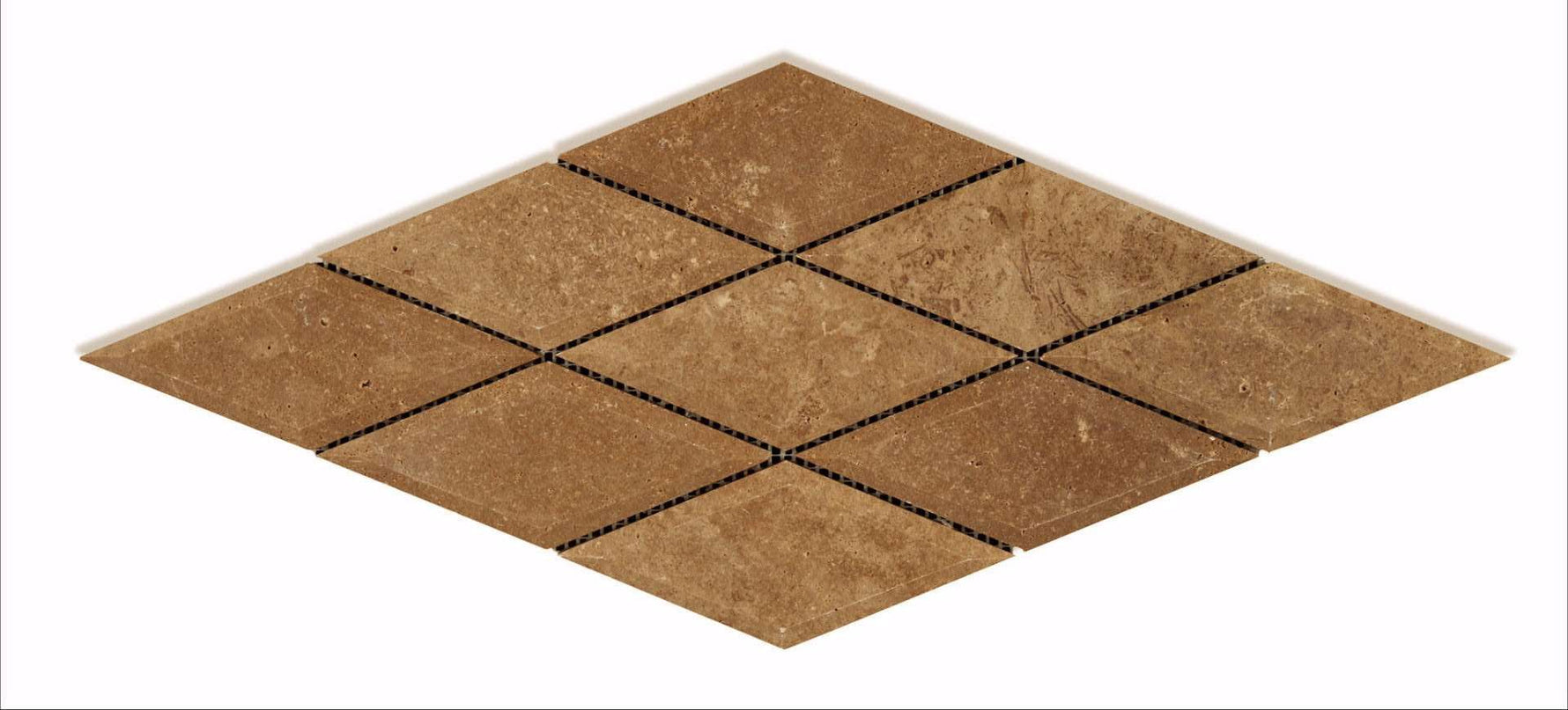 3 X 6 Noce Travertine Diamond / Rhomboid Honed & Beveled Mosaic Tile-Travertine Mosaic-American Tile Depot