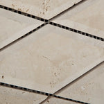 3 X 6 Ivory Travertine Diamond / Rhomboid Honed & Beveled Mosaic Tile