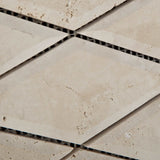 3 X 6 Ivory Travertine Diamond / Rhomboid Honed & Beveled Mosaic Tile