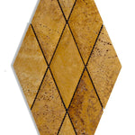 3 X 6 Gold / Yellow Travertine Diamond / Rhomboid Honed & Beveled Mosaic Tile-Travertine Mosaic-American Tile Depot